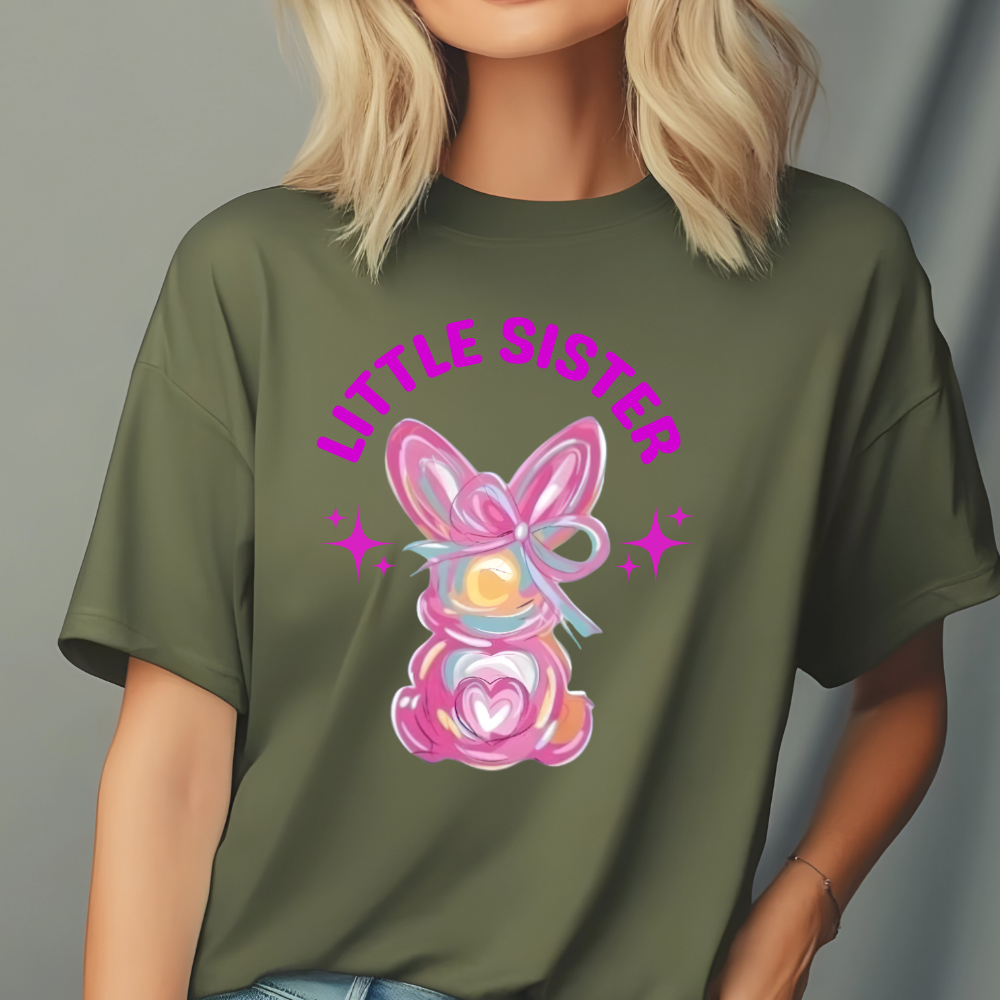 Brushstroke Bunny Easter Shirt, Girls Easter Shirt, Coquette Bow T-shirt, Pink Bunny Easter Shirt, Retro Easter Shirt
