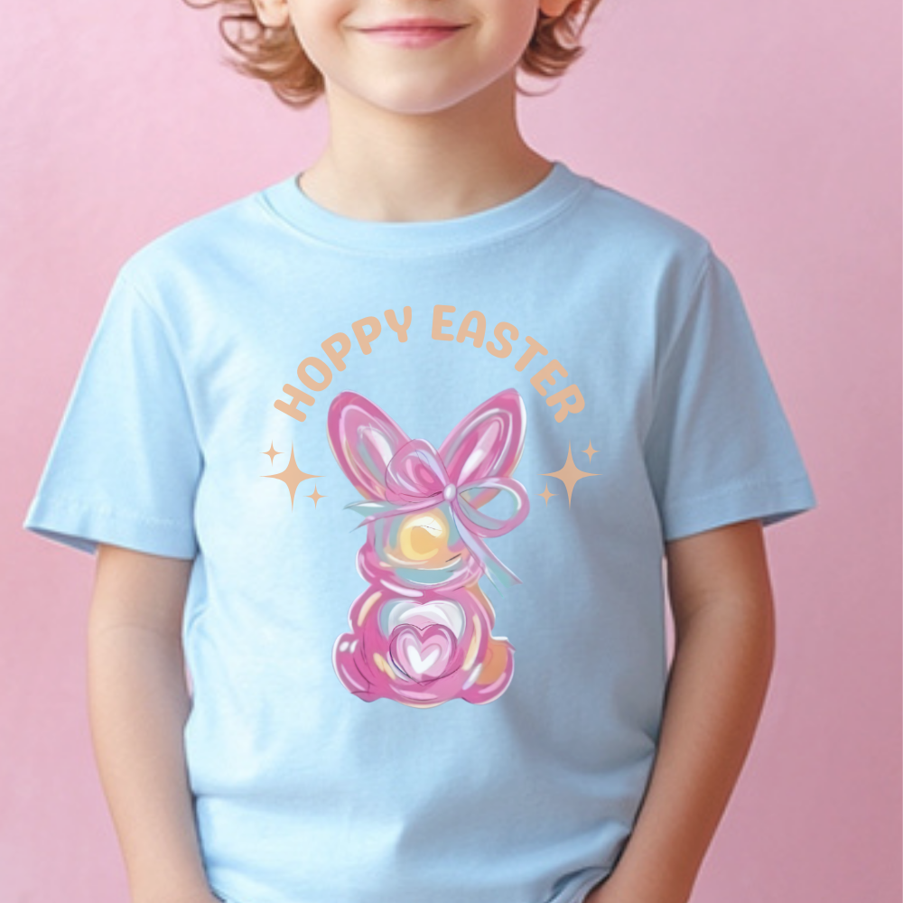 Hoppy Easter Bunny Shirt for Kids, Girls Easter Tee, Cute Bunny Easter Egg Hunt Shirt, Fun Holiday Outfit