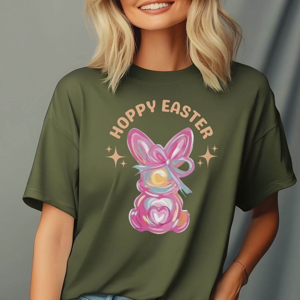 Hoppy Easter Bunny Shirt for Kids, Girls Easter Tee, Cute Bunny Easter Egg Hunt Shirt, Fun Holiday Outfit