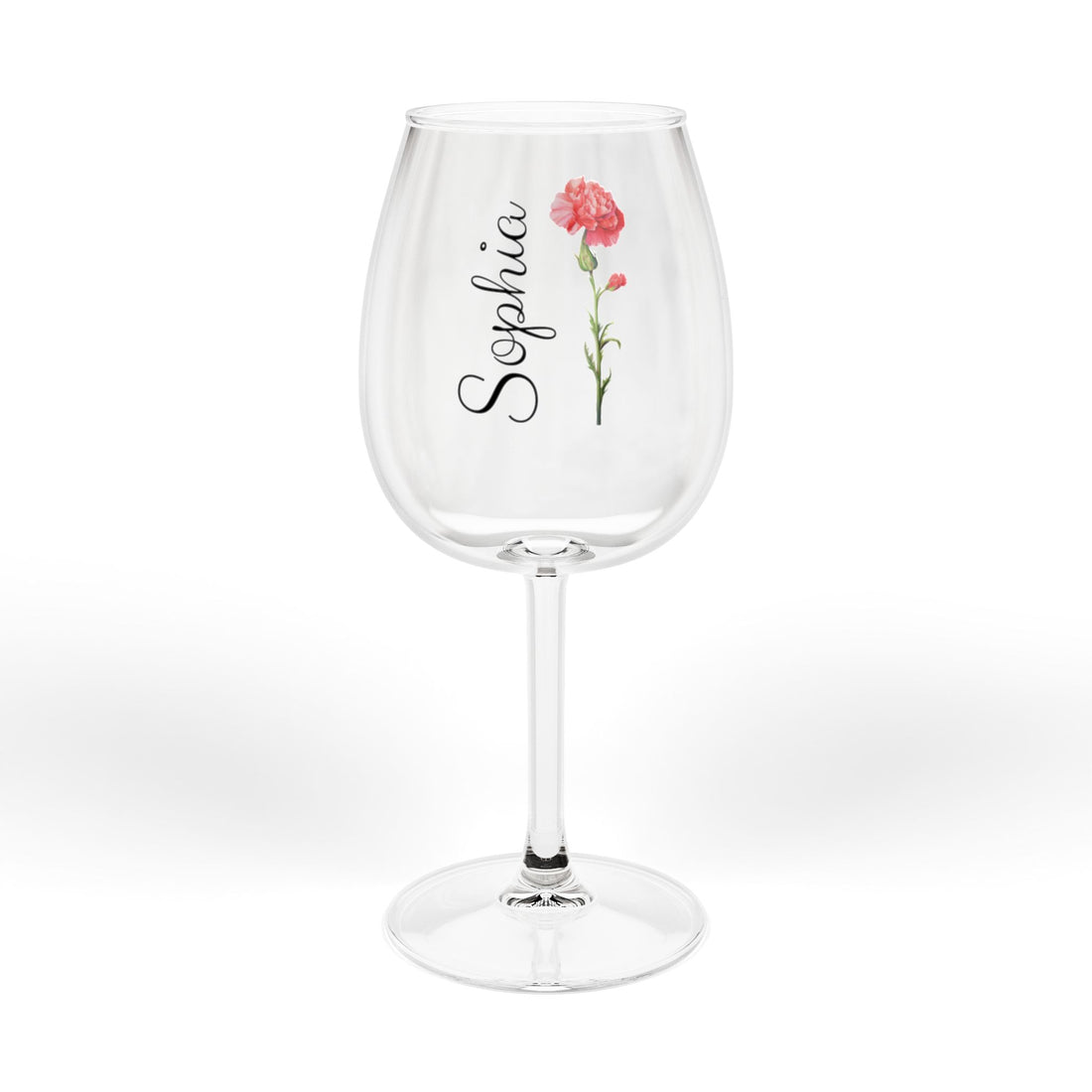 Personalized Birth Flower Wine Glass – Custom Name, Stemmed or Stemless