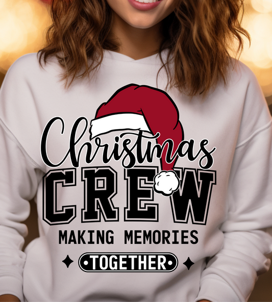 Christmas Crew "Making Memories" Santa Hat Pullover Sweatshirt