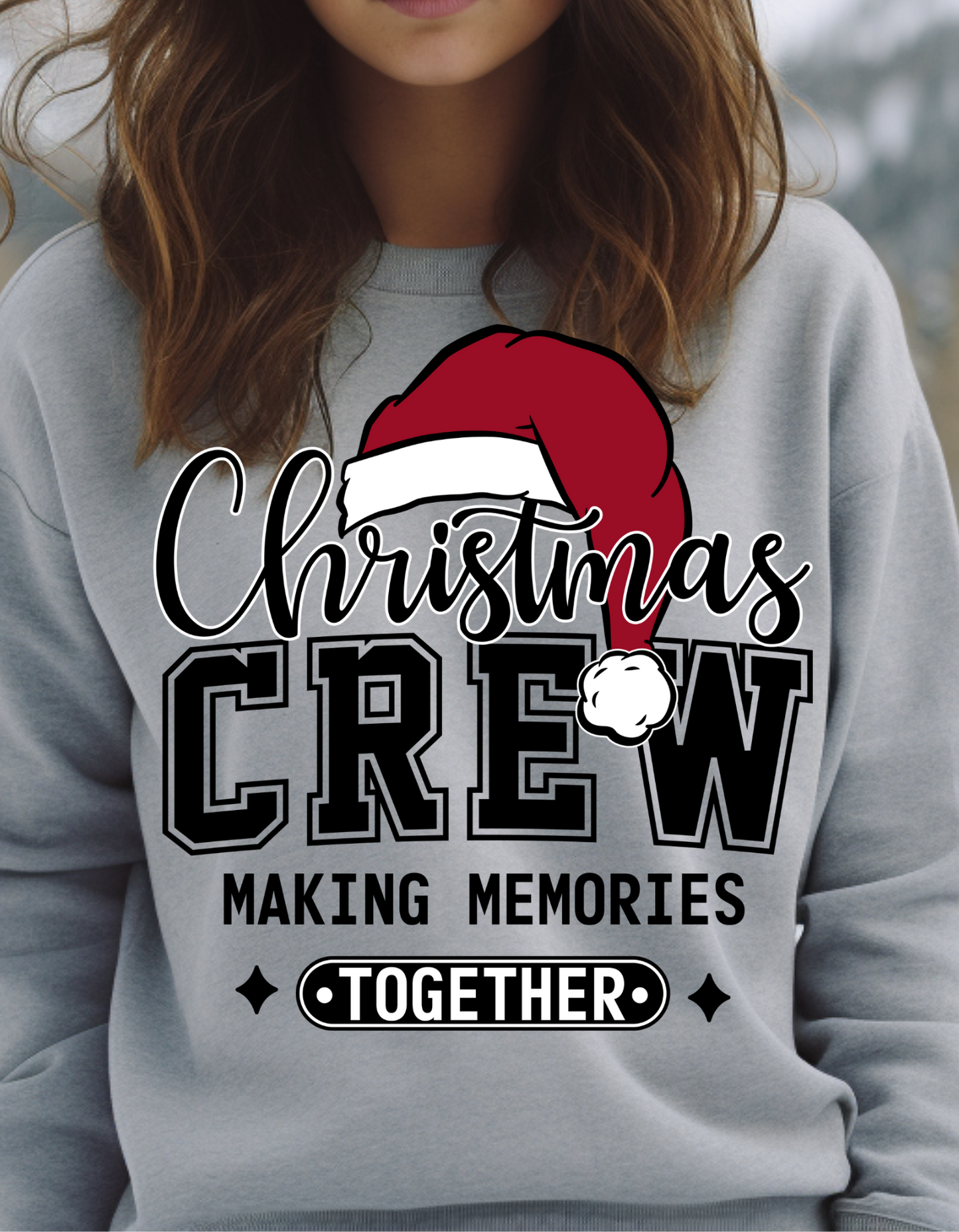 Christmas Crew "Making Memories" Santa Hat Pullover Sweatshirt