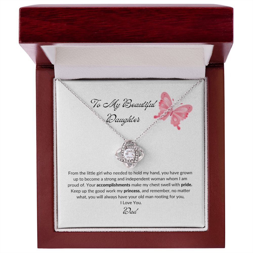 To my Daughter from Dad "My Beautiful Daughter" Love Knot Necklace